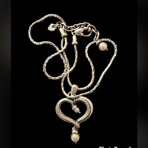 Brighton silver and pearl heart pendant necklace
